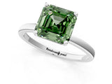White gold Fancy Green Asscher Cut Diamond Solitaire Ring with Classic Band and Four-Prong Setting_1