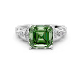 White gold Fancy Green Asscher Cut Diamond Solitaire Ring with Filigree Band and Four-Prong Setting_17
