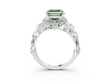 White gold Fancy Green Asscher Cut Diamond Solitaire Ring with Filigree Band and Four-Prong Setting_19