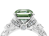 White gold Fancy Green Asscher Cut Diamond Solitaire Ring with Filigree Band and Four-Prong Setting_20