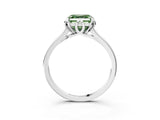 White gold Fancy Green Asscher Cut Diamond Solitaire Ring with Flower Prong Setting and Classic Band_24