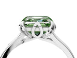 White gold Fancy Green Asscher Cut Diamond Solitaire Ring with Flower Prong Setting and Classic Band_25