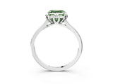 White gold Fancy Green Asscher Cut Diamond Solitaire Ring with Flower Prong Setting and Classic Band_29