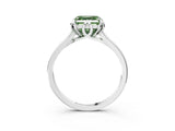 White gold Fancy Green Asscher Cut Diamond Solitaire Ring with Flower Prong Setting and Classic Band_62
