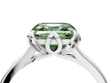 White gold Fancy Green Asscher Cut Diamond Solitaire Ring with Flower Prong Setting and Classic Band_64