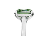 White gold Fancy Green Asscher Cut Diamond Solitaire Ring with Flower Prong Setting and Classic Band_65