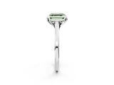 White gold Fancy Green Asscher Cut Diamond Solitaire Ring with Flower Prong Setting and Classic Band_73