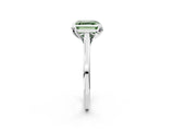 White gold Fancy Green Asscher Cut Diamond Solitaire Ring with Flower Prong Setting and Classic Band_74