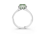 White gold Fancy Green Asscher Cut Diamond Solitaire Ring with Flower Prong Setting and Classic Band_75