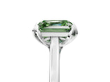 White gold Fancy Green Asscher Cut Diamond Solitaire Ring with Flower Prong Setting and Classic Band_77