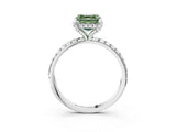 White gold Fancy Green Asscher Cut Diamond Solitaire Ring with Four-Prong Setting and Pavé Band_6