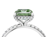 White gold Fancy Green Asscher Cut Diamond Solitaire Ring with Four-Prong Setting and Pavé Band_7