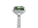 White gold Fancy Green Asscher Cut Diamond Solitaire Ring with Four-Prong Setting and Pavé Band_8