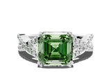 White gold Fancy Green Asscher Cut Diamond Solitaire Ring with Four-Prong Setting and Twisted Pavé Band_17