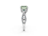 White gold Fancy Green Asscher Cut Diamond Solitaire Ring with Four-Prong Setting and Twisted Pavé Band_19