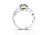 White gold Fancy Green Asscher Cut Diamond Solitaire Ring with Four-Prong Setting and Twisted Pavé Band_20