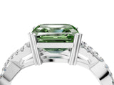 White gold Fancy Green Asscher Cut Diamond Solitaire Ring with Four-Prong Setting and Twisted Pavé Band_21