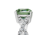 White gold Fancy Green Asscher Cut Diamond Solitaire Ring with Four-Prong Setting and Twisted Pavé Band_22