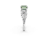 White gold Fancy Green Asscher Cut Diamond Solitaire Ring with Milgrain Pavé Band and Four-Prong Setting_88