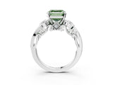 White gold Fancy Green Asscher Cut Diamond Solitaire Ring with Milgrain Pavé Band and Four-Prong Setting_92