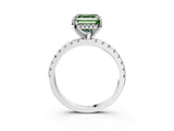 White gold Fancy Green Asscher Cut Diamond Solitaire Ring with Pavé Band and Four-Prong Setting_66
