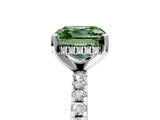 White gold Fancy Green Asscher Cut Diamond Solitaire Ring with Pavé Band and Four-Prong Setting_68