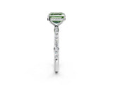 White gold Fancy Green Asscher Cut Diamond Solitaire Ring with Pavé Band and Hidden Halo_34
