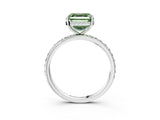 White gold Fancy Green Asscher Cut Diamond Solitaire Ring with Pavé Band and Hidden Halo_35