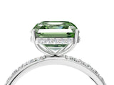 White gold Fancy Green Asscher Cut Diamond Solitaire Ring with Pavé Band and Hidden Halo_35