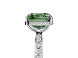 White gold Fancy Green Asscher Cut Diamond Solitaire Ring with Pavé Band and Hidden Halo_36