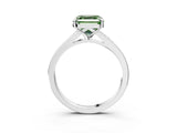 White gold Fancy Green Asscher Cut Diamond Solitaire Ring with Pavé Band and Prong Setting_15