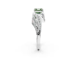White gold Fancy Green Asscher Cut Diamond Solitaire Ring with Prong Setting and Twisted Pavé Band_26