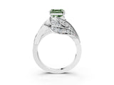 White gold Fancy Green Asscher Cut Diamond Solitaire Ring with Prong Setting and Twisted Pavé Band_27