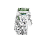 White gold Fancy Green Asscher Cut Diamond Solitaire Ring with Prong Setting and Twisted Pavé Band_29