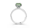 White gold Fancy Green Asscher Cut Diamond Solitaire Ring with Round  Pavé Band and Four-Prong Setting_63
