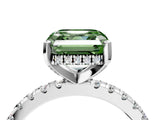 White gold Fancy Green Asscher Cut Diamond Solitaire Ring with Round  Pavé Band and Four-Prong Setting_64