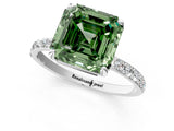 White gold Fancy Green Asscher Cut Diamond Solitaire Ring with Round  Pavé Band and Prong Setting_67