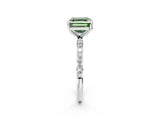 White gold Fancy Green Asscher Cut Diamond Solitaire Ring with Round  Pavé Band and Prong Setting_67