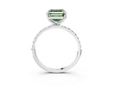 White gold Fancy Green Asscher Cut Diamond Solitaire Ring with Round  Pavé Band and Prong Setting_69