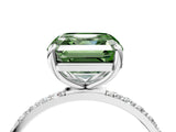 White gold Fancy Green Asscher Cut Diamond Solitaire Ring with Round  Pavé Band and Prong Setting_69