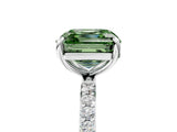 White gold Fancy Green Asscher Cut Diamond Solitaire Ring with Round  Pavé Band and Prong Setting_71
