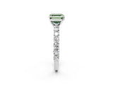 White gold Fancy Green Asscher Cut Diamond Solitaire Ring with Shared Prong Pavé Band and Four-Prong Setting_19