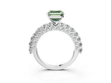 White gold Fancy Green Asscher Cut Diamond Solitaire Ring with Shared Prong Pavé Band and Four-Prong Setting_20