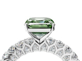 White gold Fancy Green Asscher Cut Diamond Solitaire Ring with Shared Prong Pavé Band and Four-Prong Setting_21
