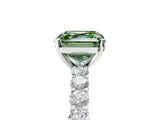 White gold Fancy Green Asscher Cut Diamond Solitaire Ring with Shared Prong Pavé Band and Four-Prong Setting_22