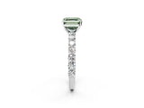 White gold Fancy Green Asscher Cut Diamond Solitaire Ring with Shared Prong Pavé Band and Four-Prong Setting_30