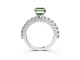 White gold Fancy Green Asscher Cut Diamond Solitaire Ring with Shared Prong Pavé Band and Four-Prong Setting_31