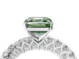 White gold Fancy Green Asscher Cut Diamond Solitaire Ring with Shared Prong Pavé Band and Four-Prong Setting_32