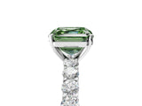 White gold Fancy Green Asscher Cut Diamond Solitaire Ring with Shared Prong Pavé Band and Four-Prong Setting_33