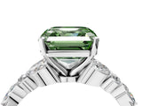 White gold Fancy Green Asscher Cut Diamond Solitaire Ring with Side Stones and Four-Prong Setting_69